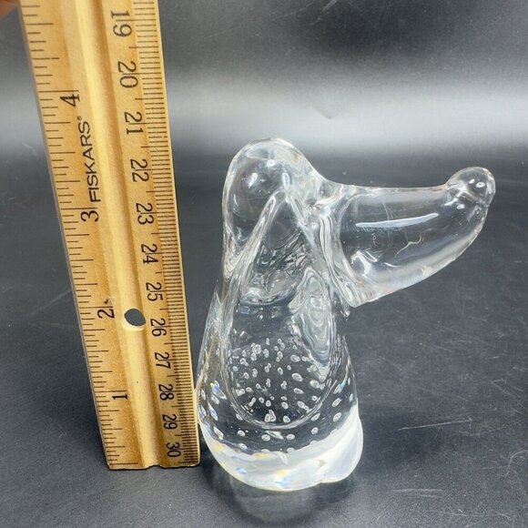 Clear Hound Dog Figurine Paperweight Manganese 365nm Green UV Glow Small Bubbles - Picture 8 of 12